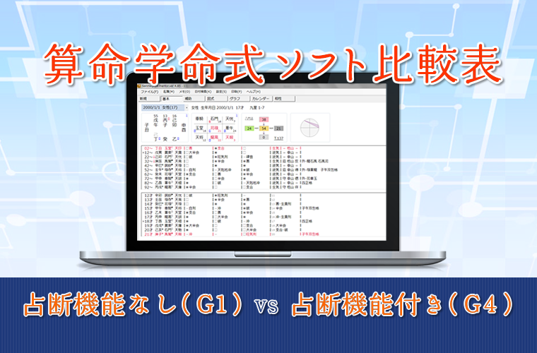 【新発売】算命学命式算出ソフト |算命ソフトの比較表